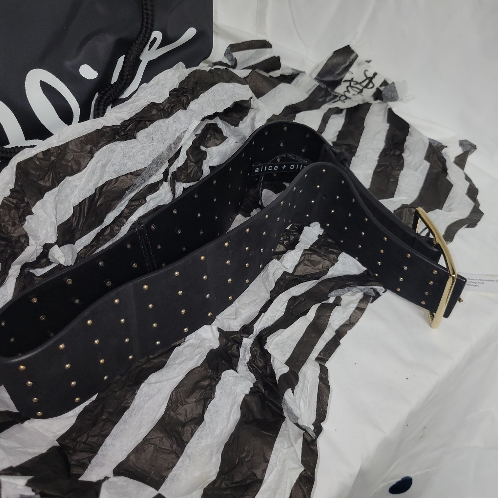 Alice & Olivia Studded Suede Belt in Black
